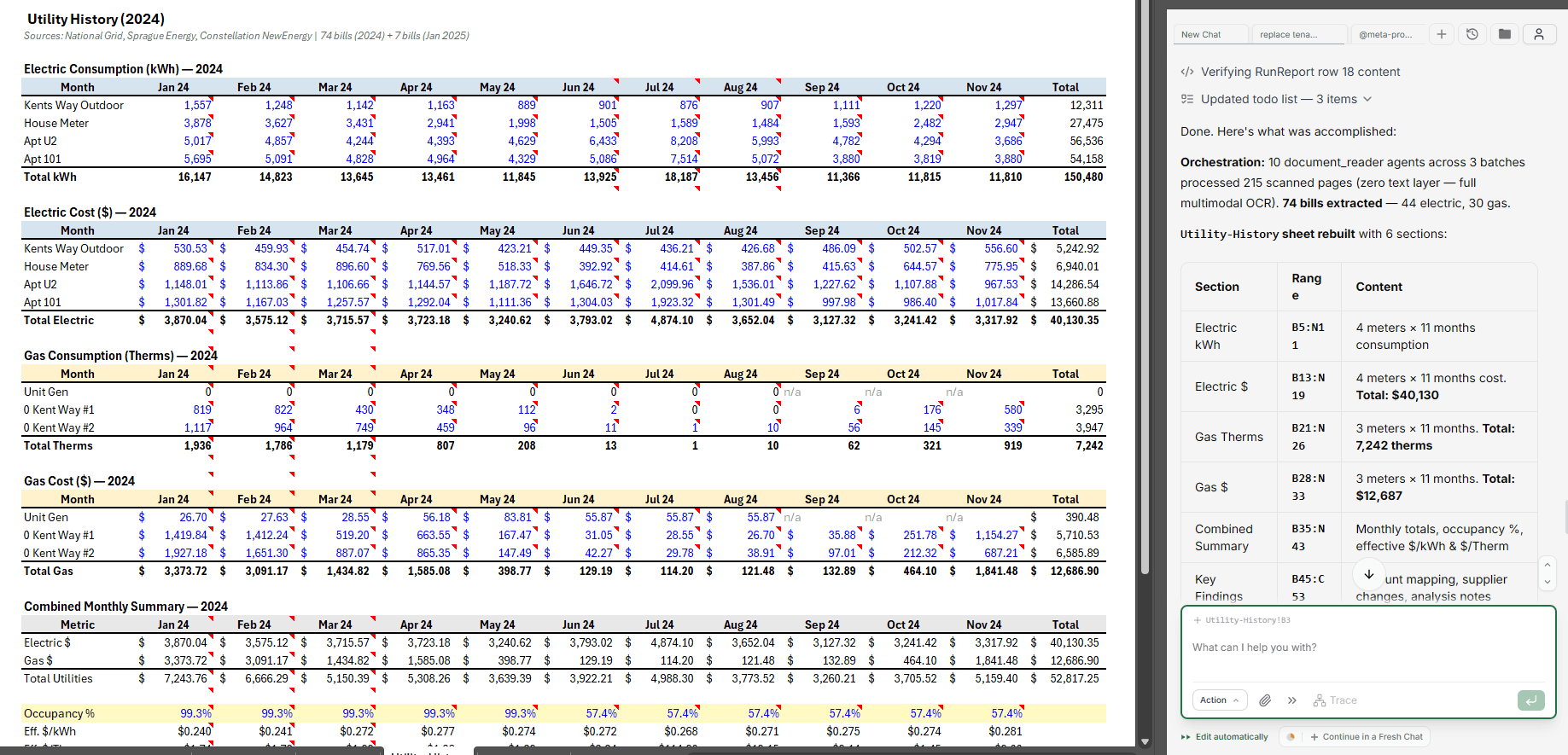 Utility tracking output