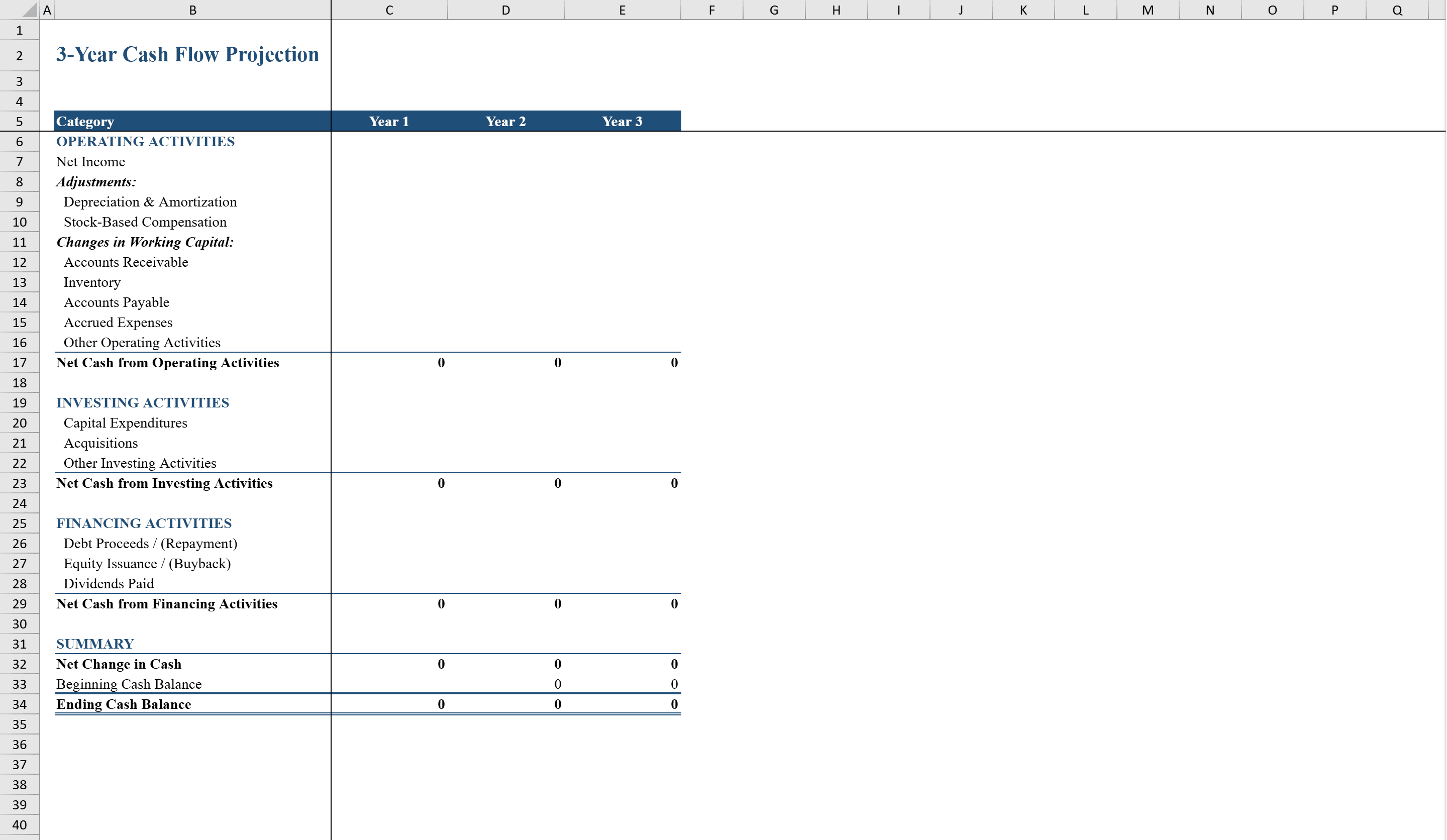 Preview of Cash Flow Statement Template
