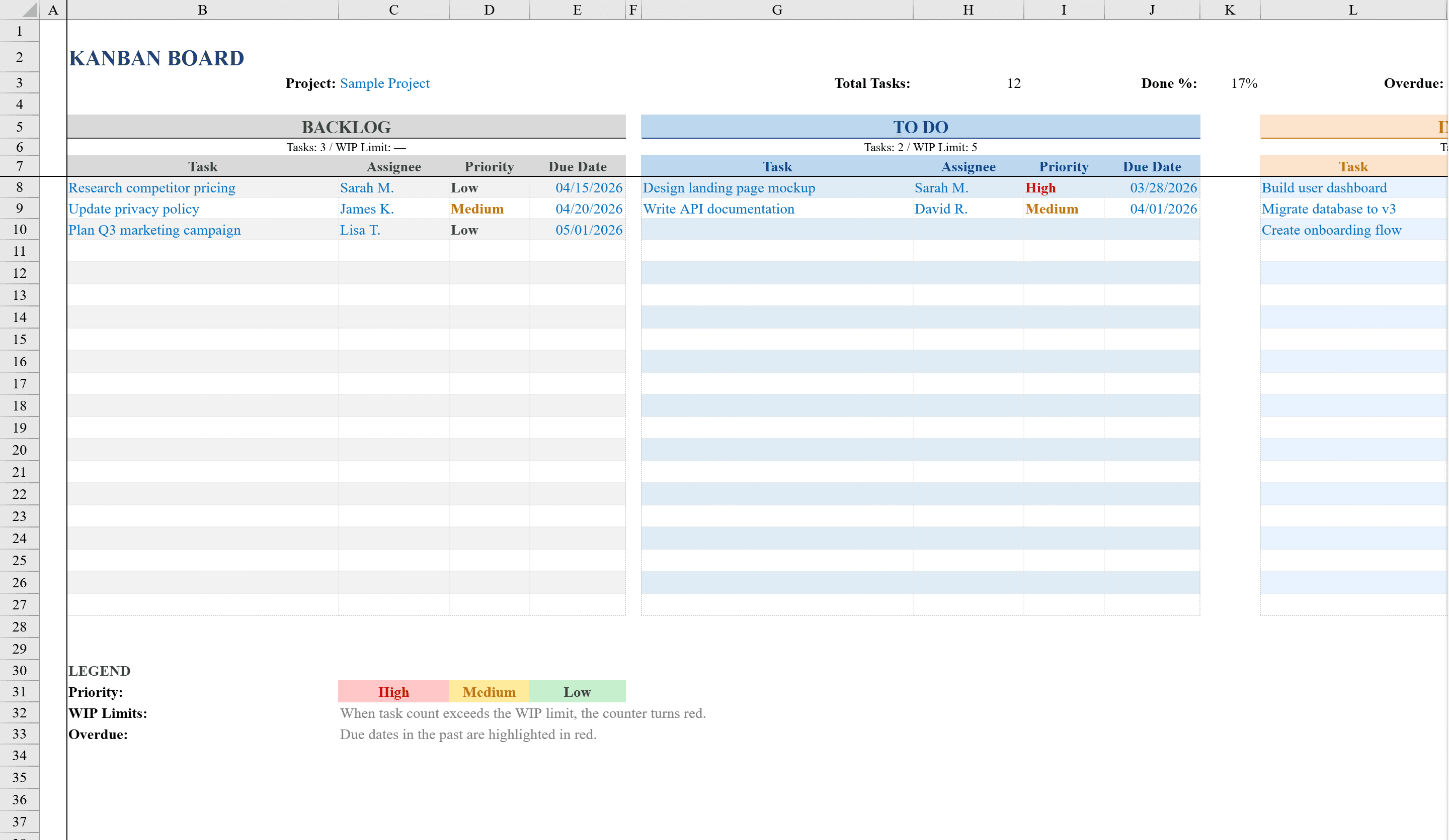 Preview of Kanban Board Template