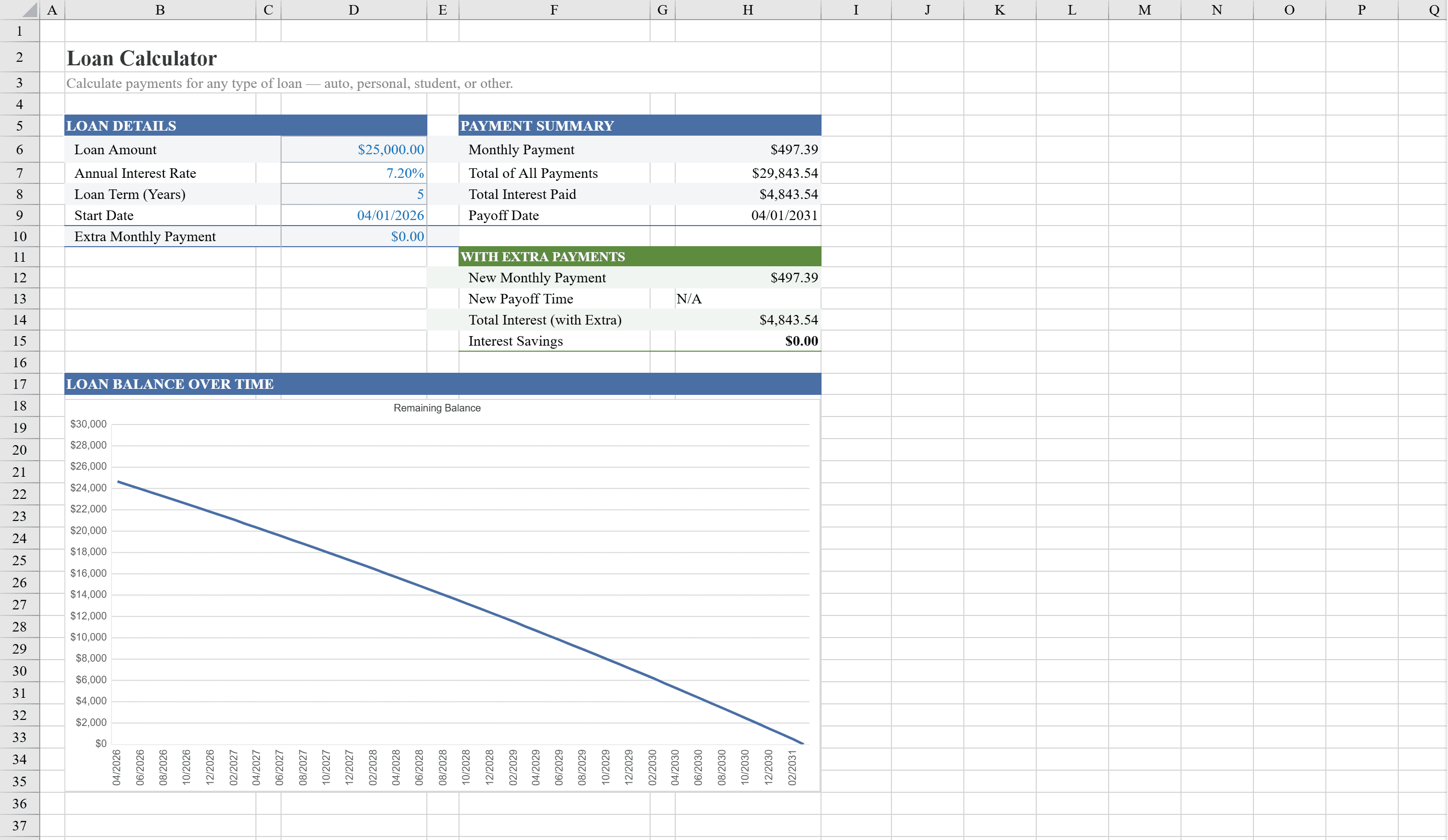 Preview of Loan Calculator