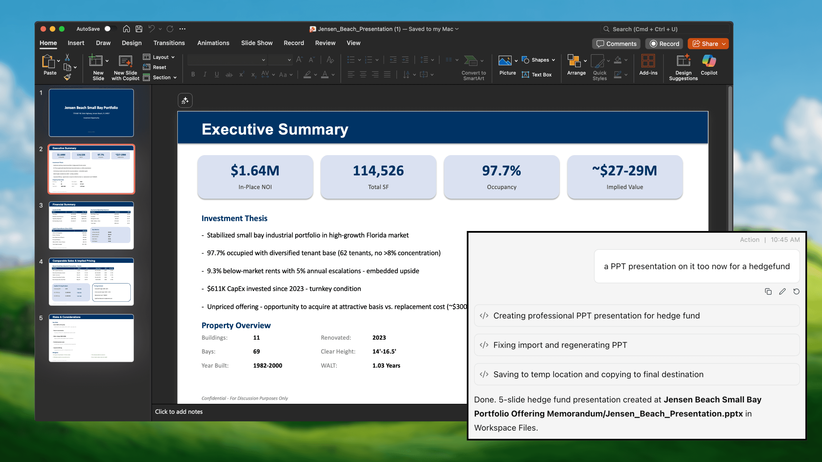 Shortcut generating PDF and PowerPoint outputs from Excel data
